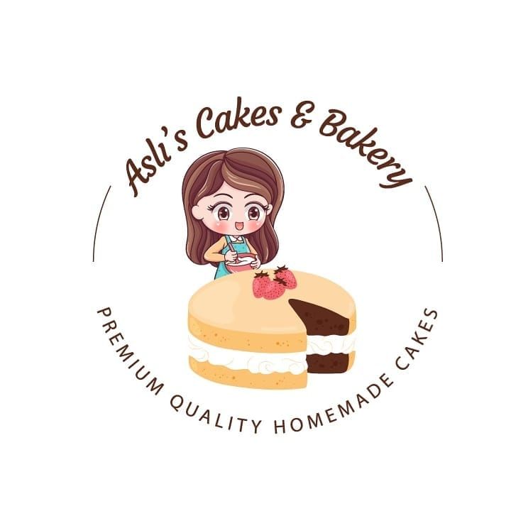 A logo for a bakery called asli 's cakes and bakery.