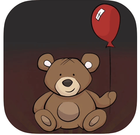 Tap-N-See Now Icon with a Teddy Bear Smiling and holding a red balloon