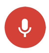 Red Circle with a white drawing of a microphone in the center