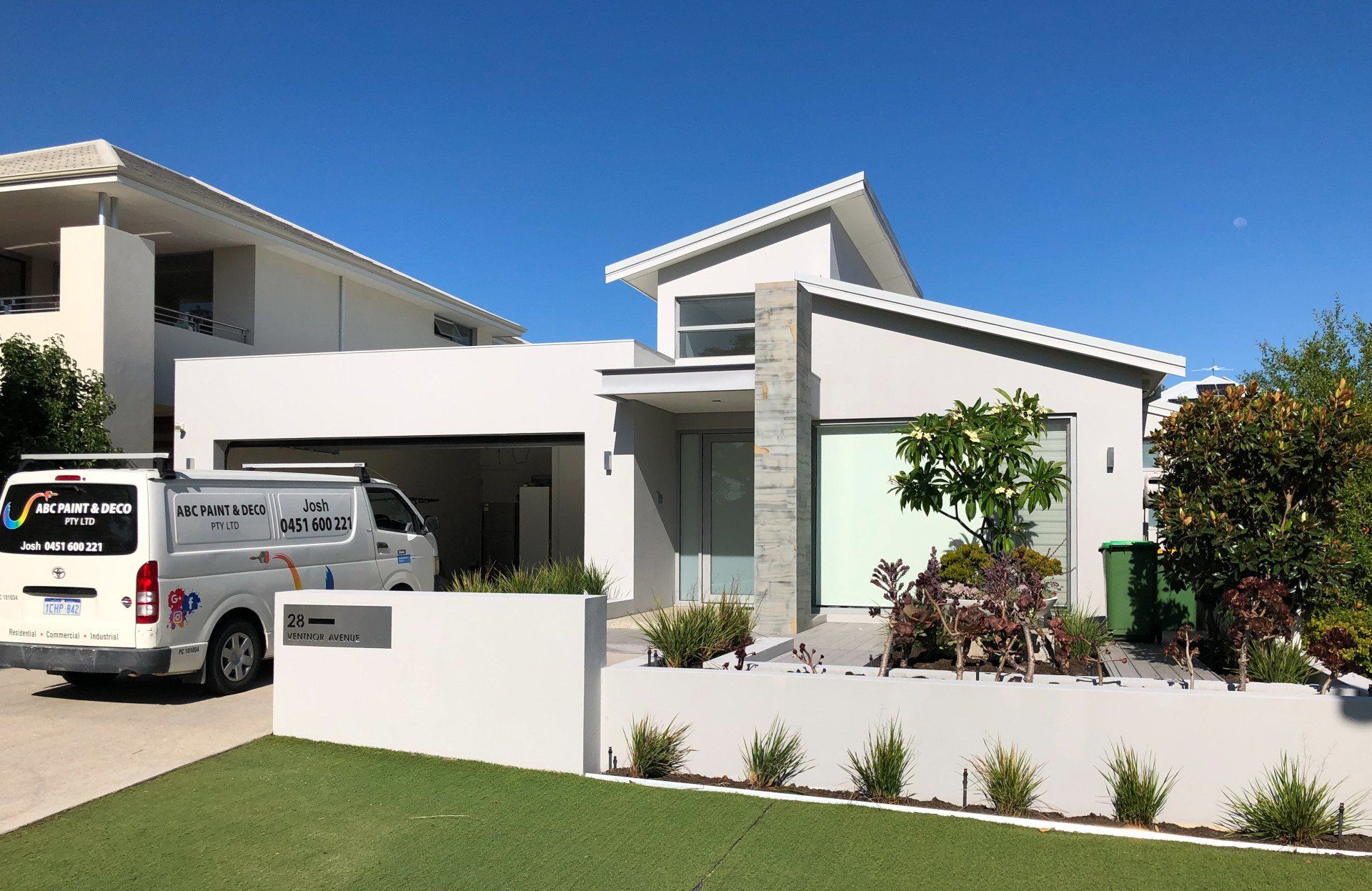 modern single story perth home painted white by ABC Paint & Deco