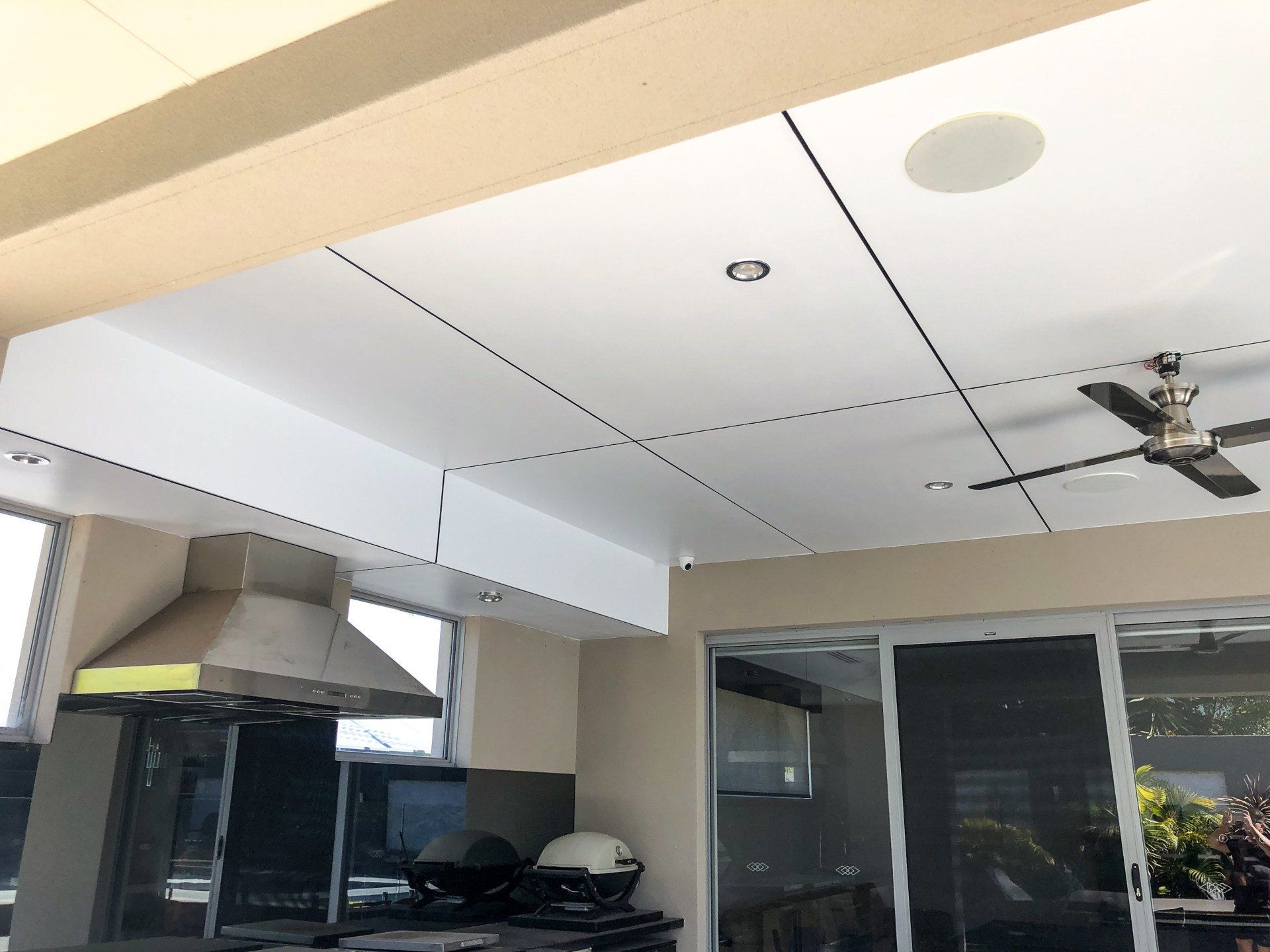 Outdoor alfresco ceiling painted white by ABC Paint & Deco