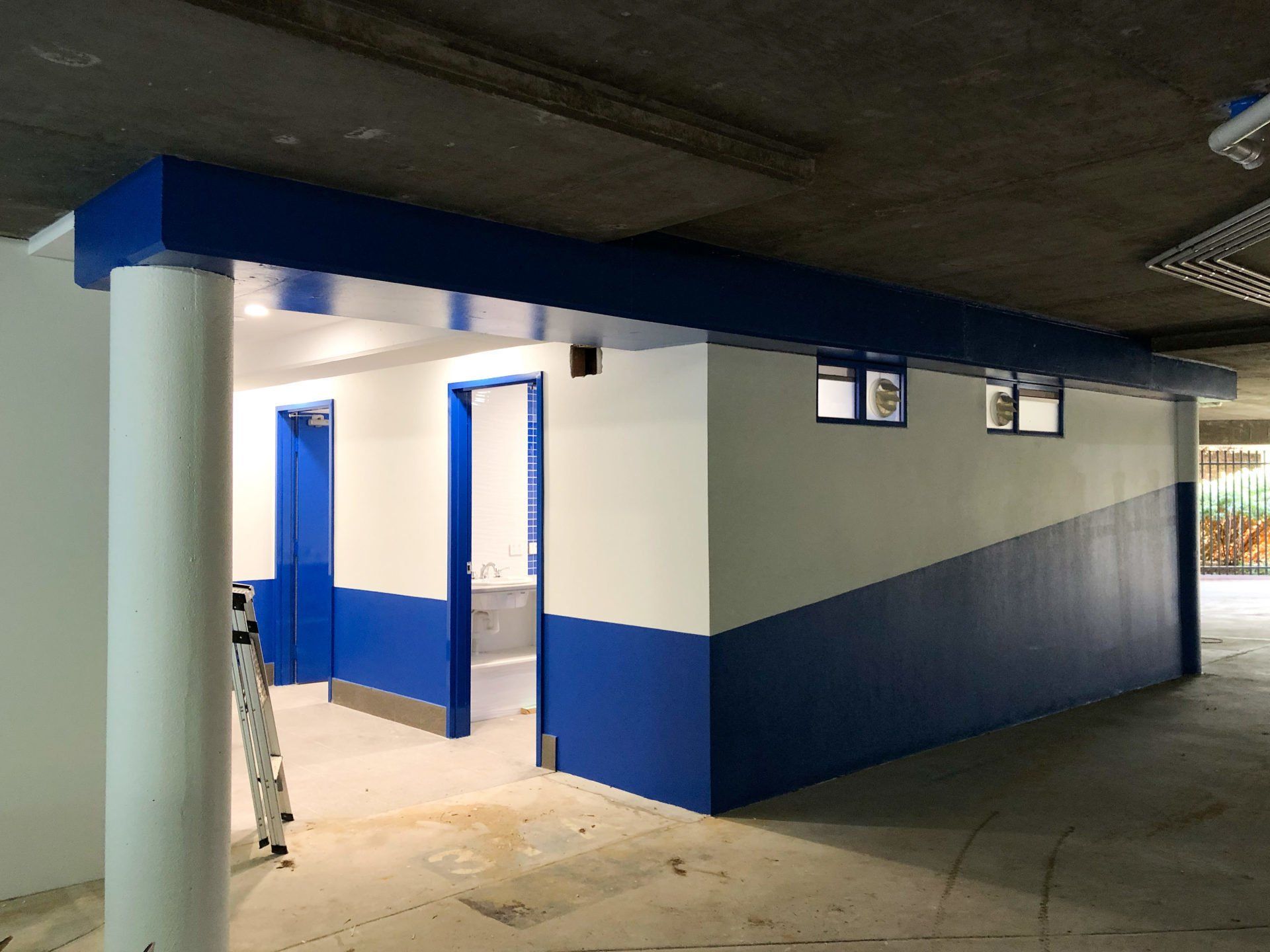 underground carpark internal stair case painted by ABC Paint & Deco