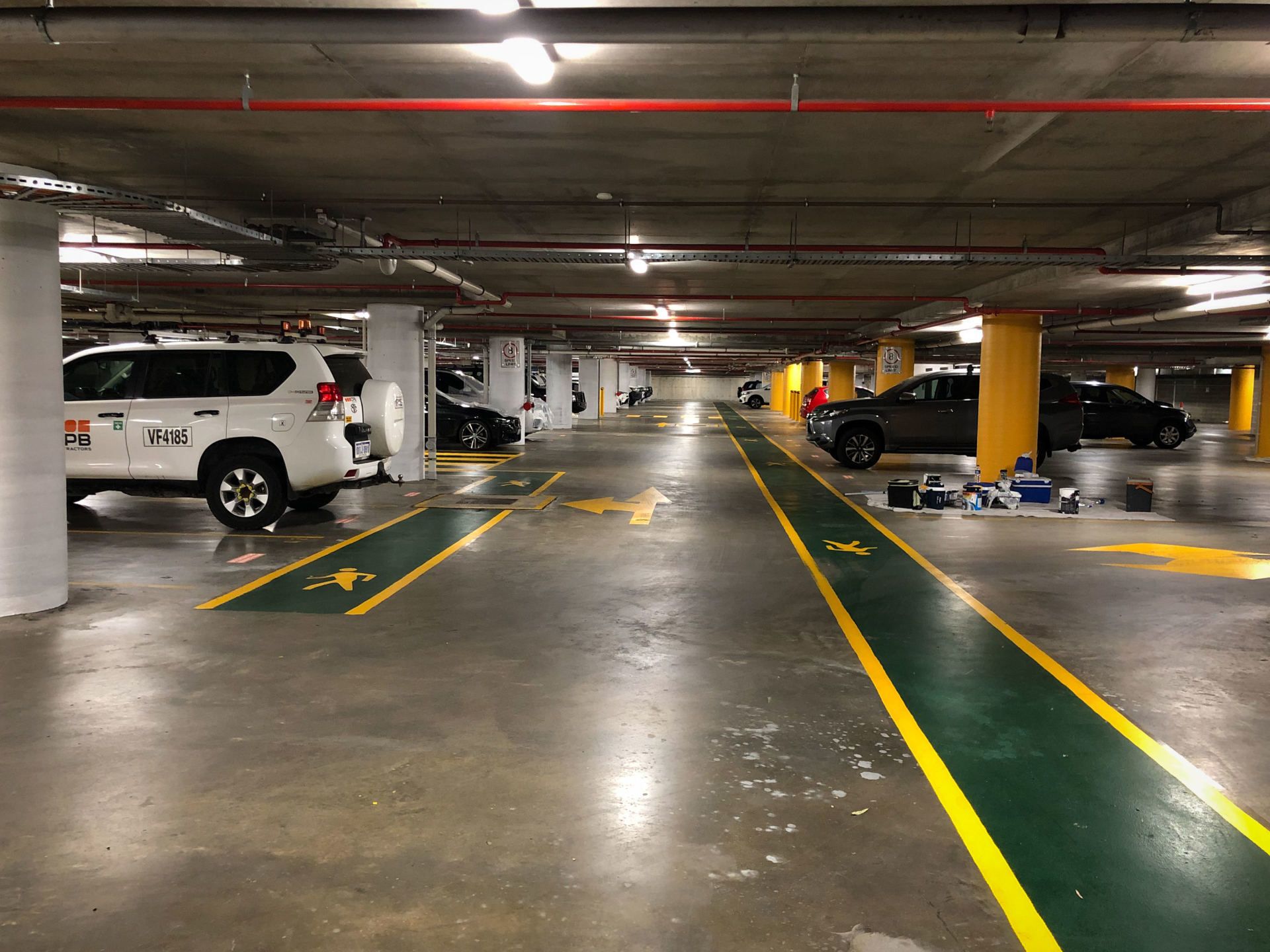underground carpark florring painted by ABC Paint & Deco