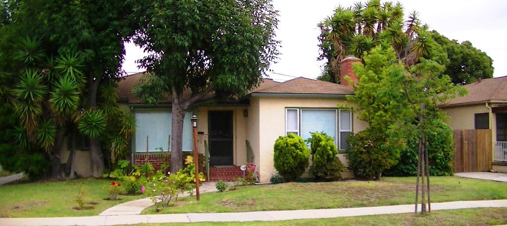 A house with a lot of trees in front of it