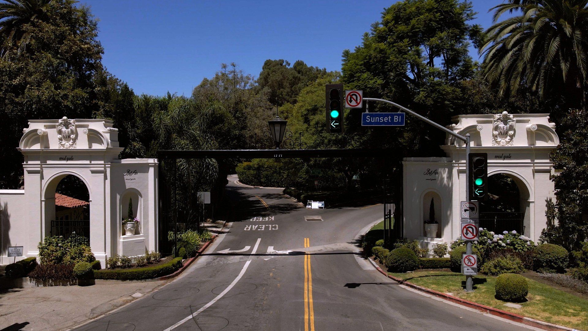 A street with a no parking sign on the right