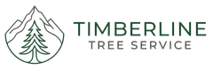Timberline Tree Service logo with green tree illustration and forest icon