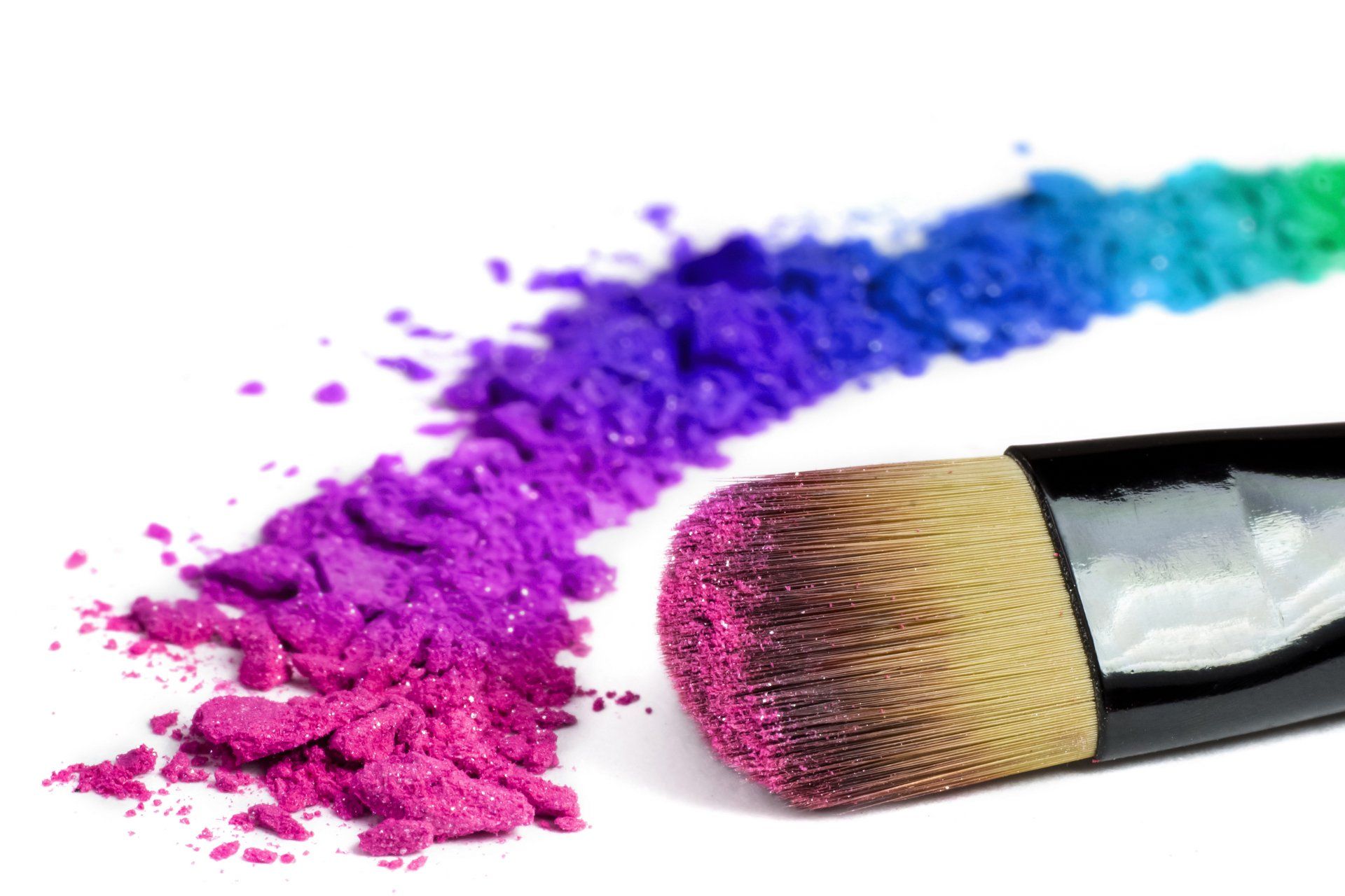 make up brush and rainbow colours