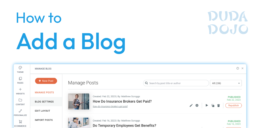 how to add a blog in duda
