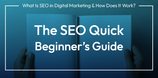 A person is holding a book that says the seo quick beginner 's guide