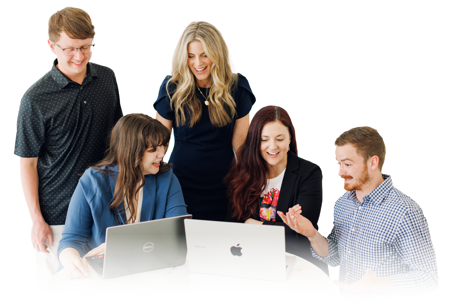 an excited group of young digital marketing experts in a conference room