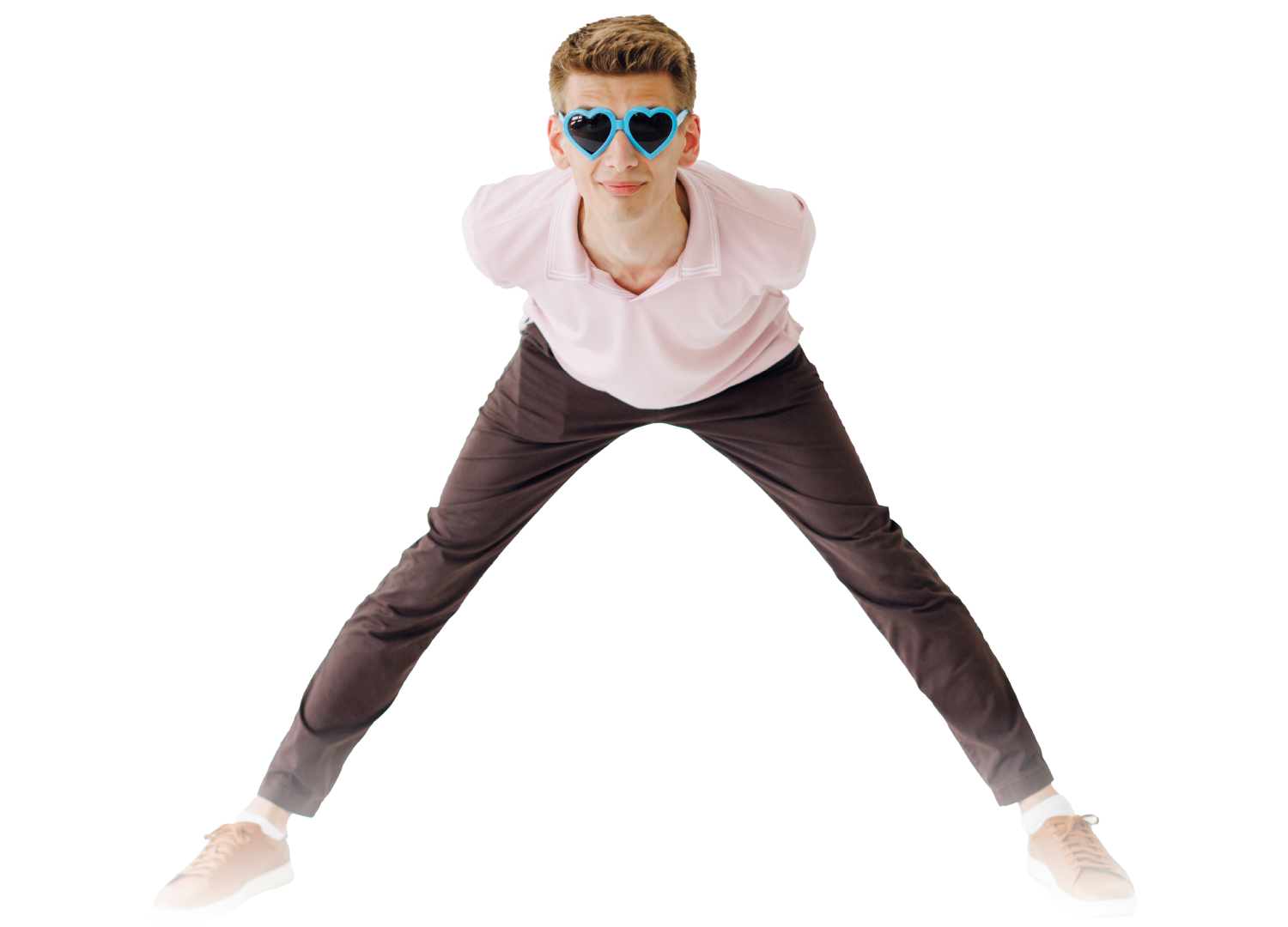 A woman is pointing at a WordPress website with her finger.