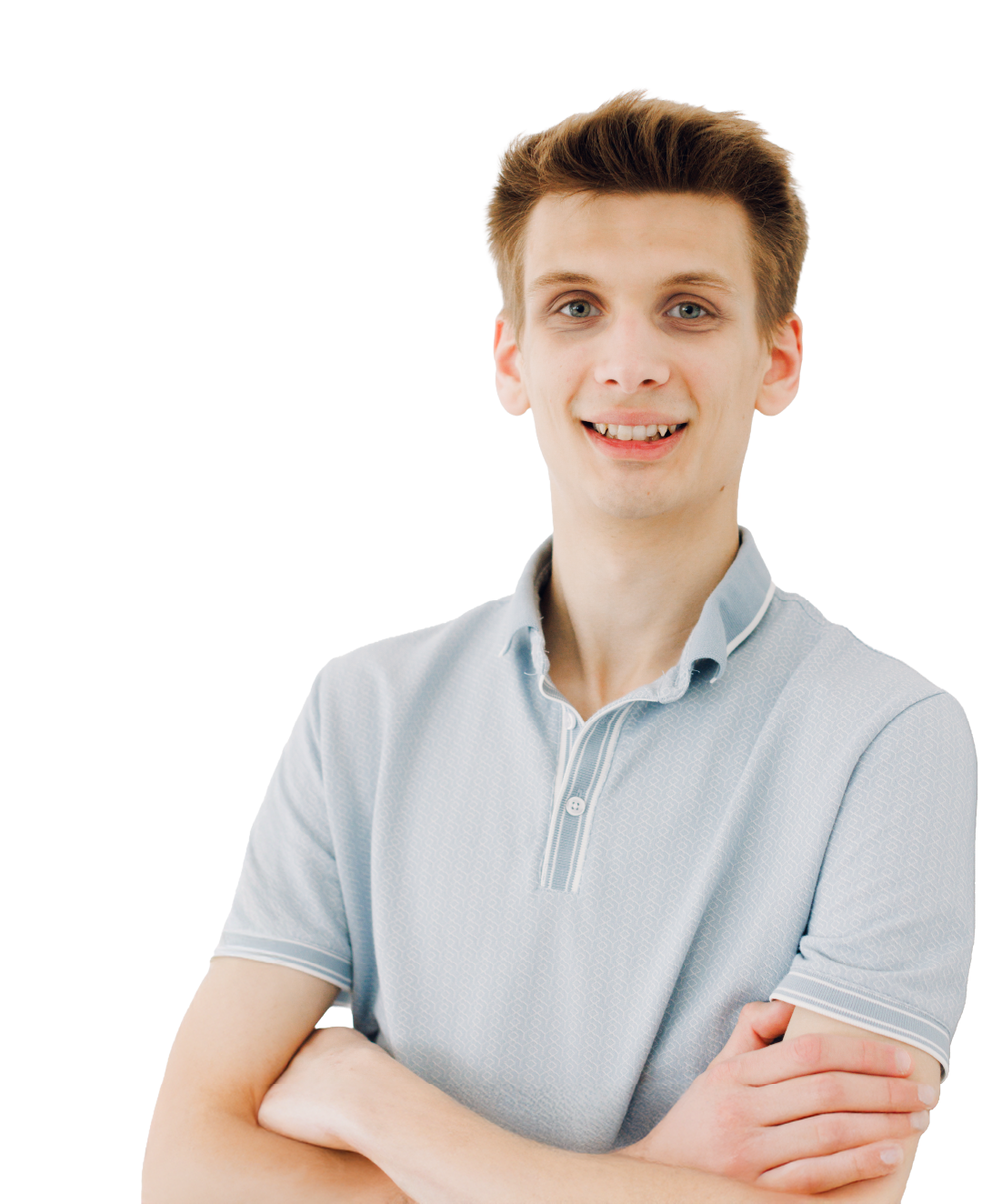 A woman is pointing at a WordPress website with her finger.