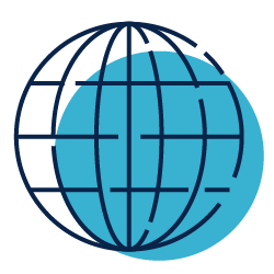 a globe icon indicating the increased online visibility of financial services  after seo services with RivalMind