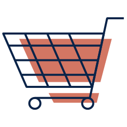 an icon of a shopping cart indicating ecommerce seo services from RivalMind