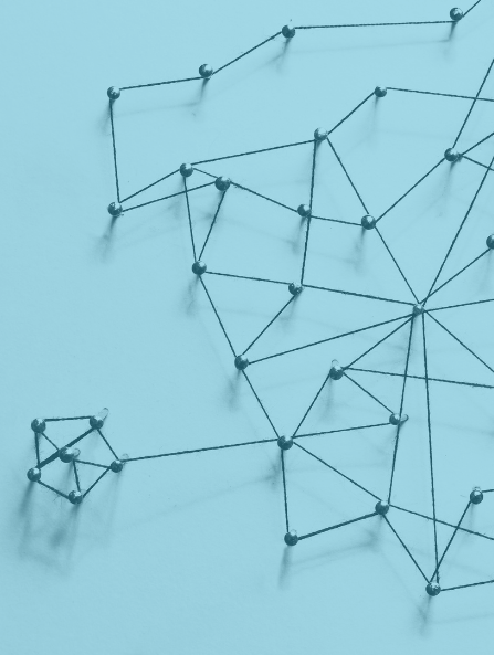 a picture of string connecting pins together, symbolizing a network of links.