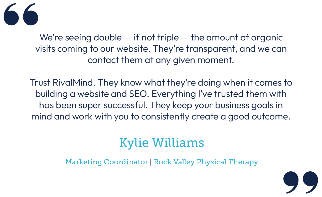a positive review of RivalMind's digital marketing service from a satisfied customer