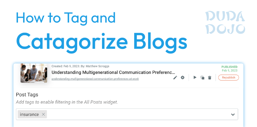 how to tag and categorize blogs in duda