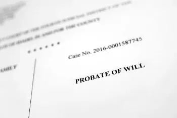 A close up of a probate of will on a piece of paper.