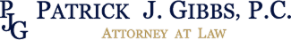A logo for p. patrick j. gibbs p.c. attorney at law