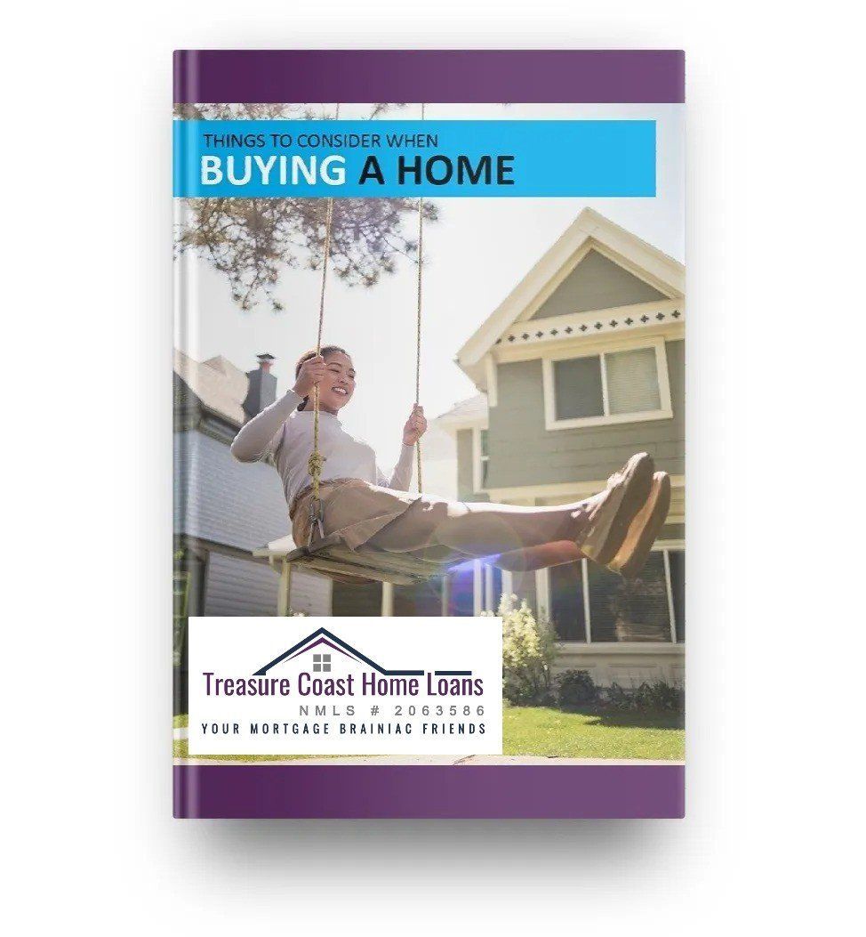 A book titled buying a home shows a man on a swing