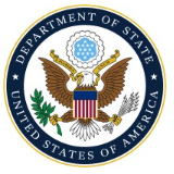 Seal of the U.S. Department of State: eagle holding arrows and olive branch, surrounded by text.