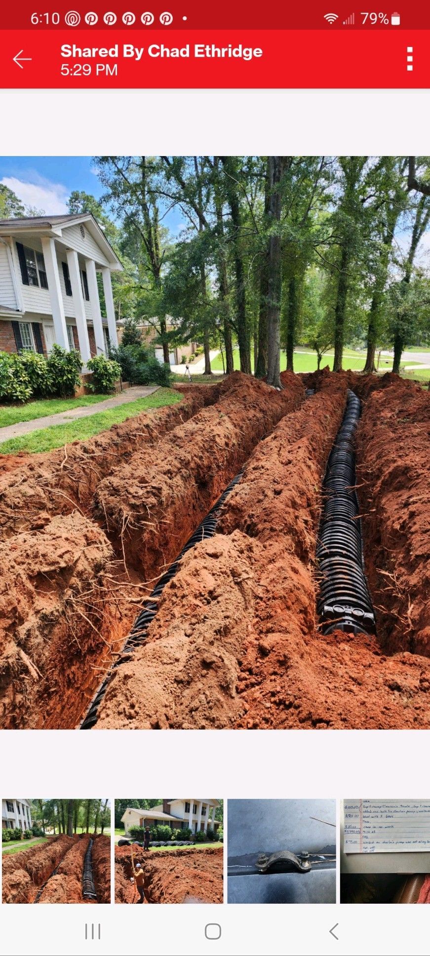 Trenches With Black Pipes & Trees