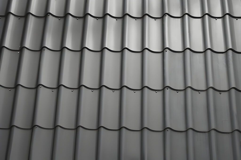 A black and white photo of a gray roof tile.