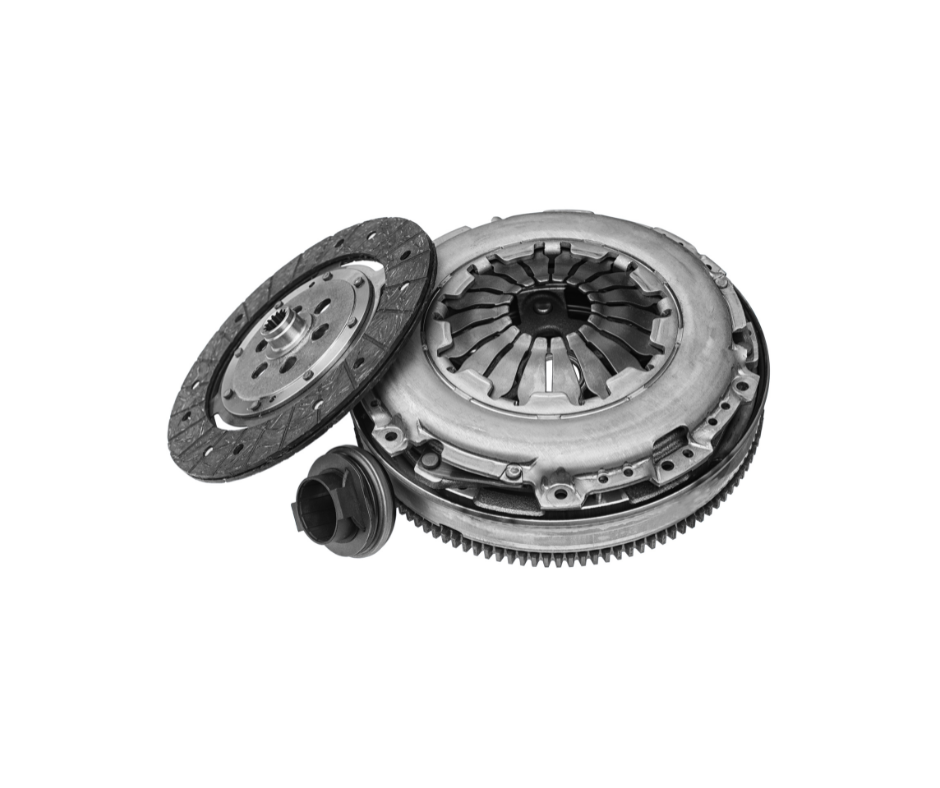 A close up of a clutch kit on a white background.