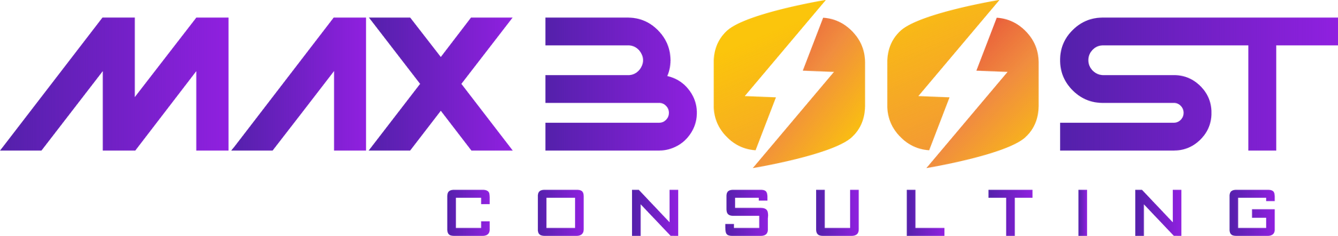 The logo for Max Boost Consulting has a lightning bolt on it