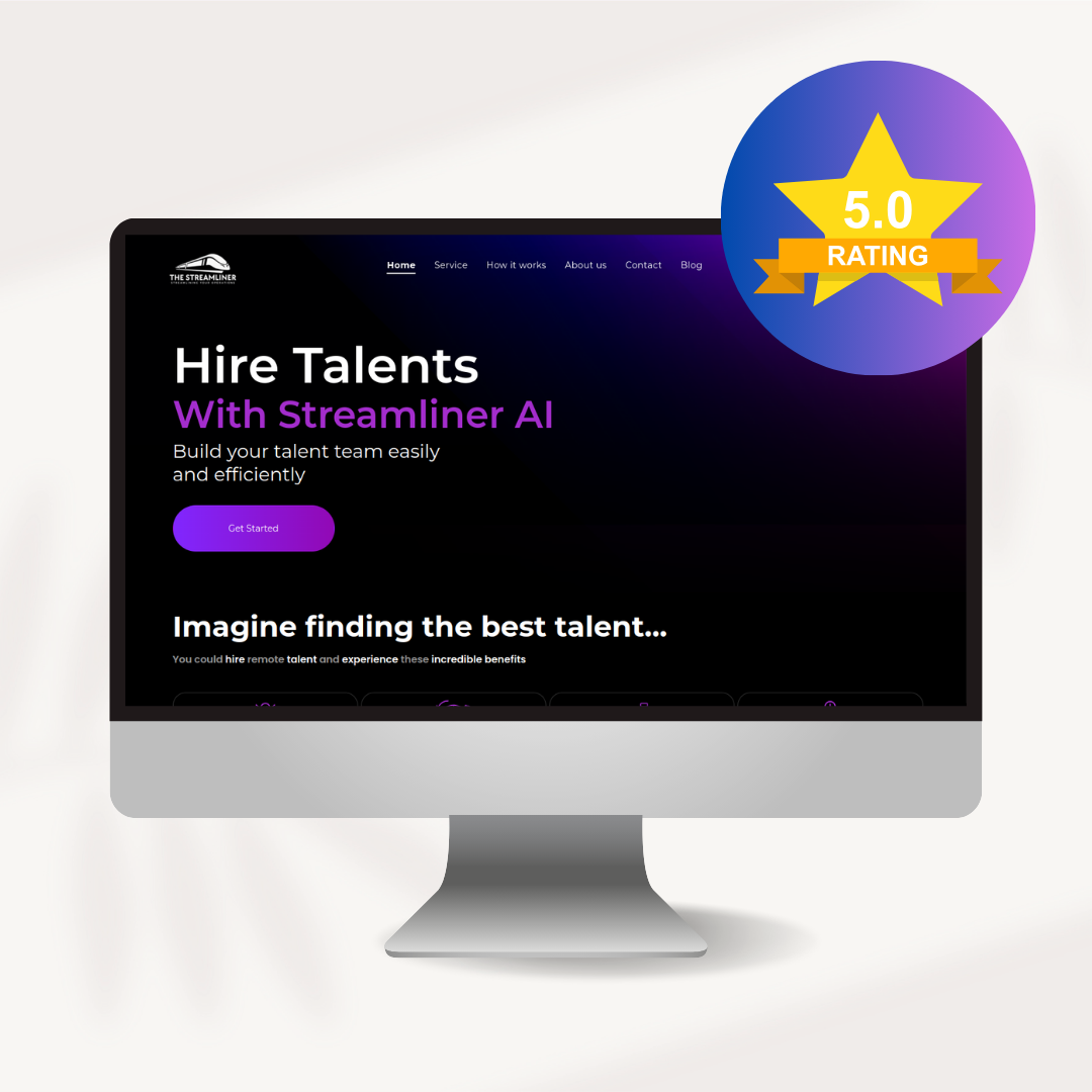 A computer monitor with a hire talents website on it
