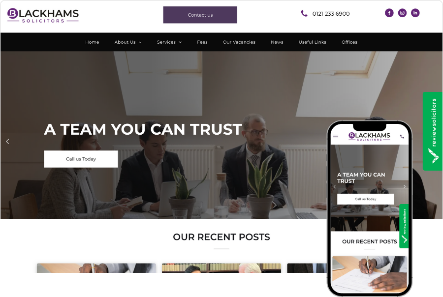 A screenshot of a website for a company called a team you can trust.