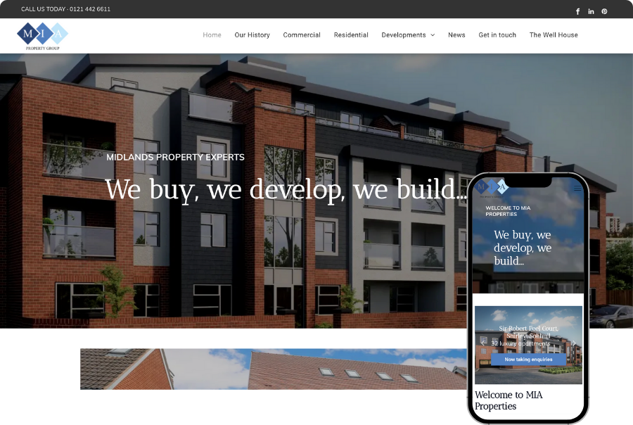 A screenshot of a website that says we buy we develop we build