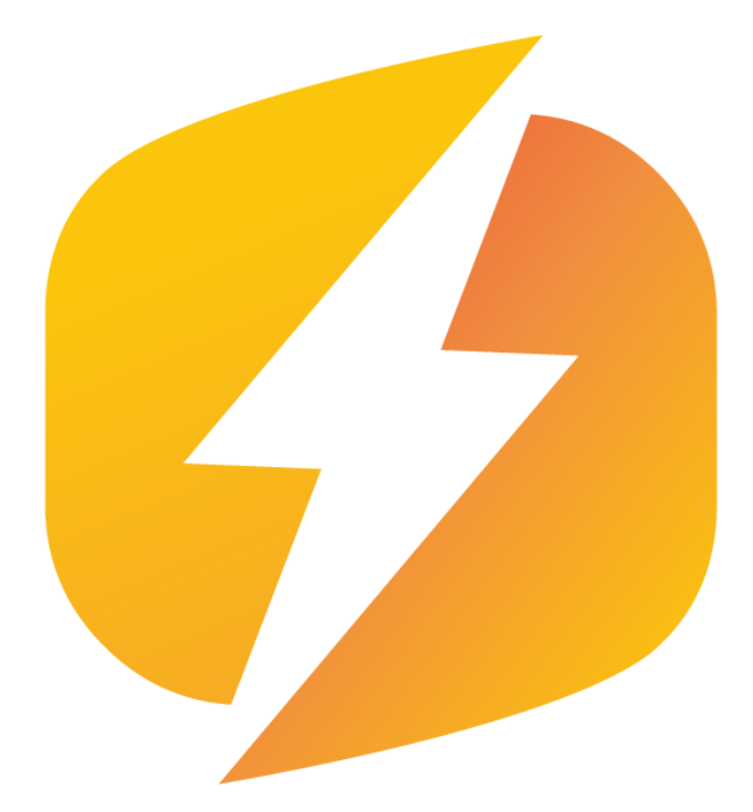 A yellow and orange lightning bolt icon on a white background