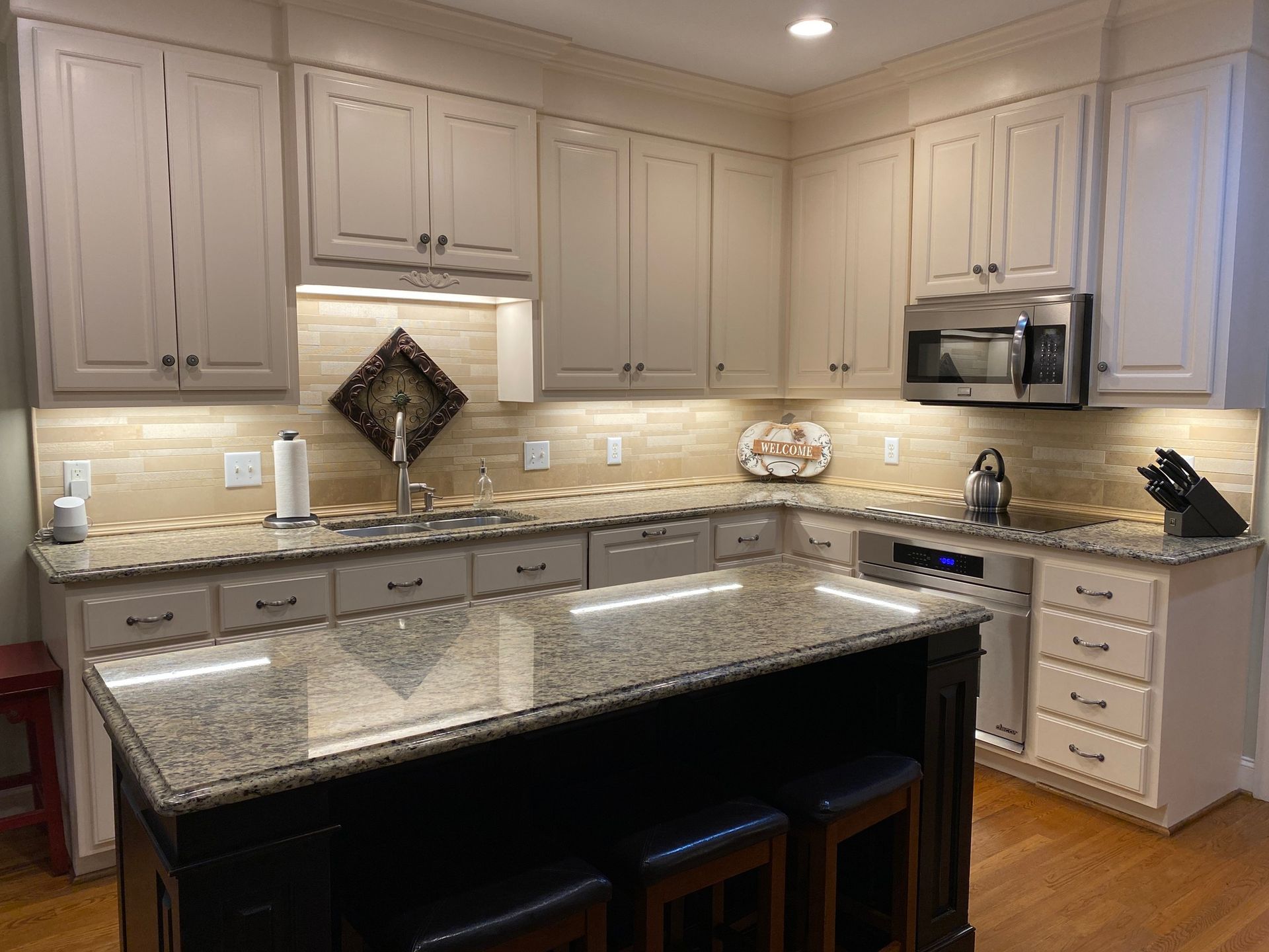Kitchen with new installed canned lighting