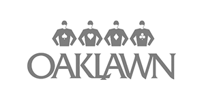 A black and white logo for oaklawn with a group of people standing next to each other.