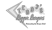 A black and white logo for teddy 's bigger burgers