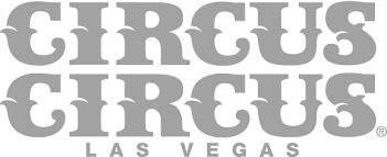 The logo for the circus circus las vegas is gray and white.