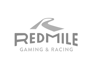 A black and white logo for redmile gaming and racing.