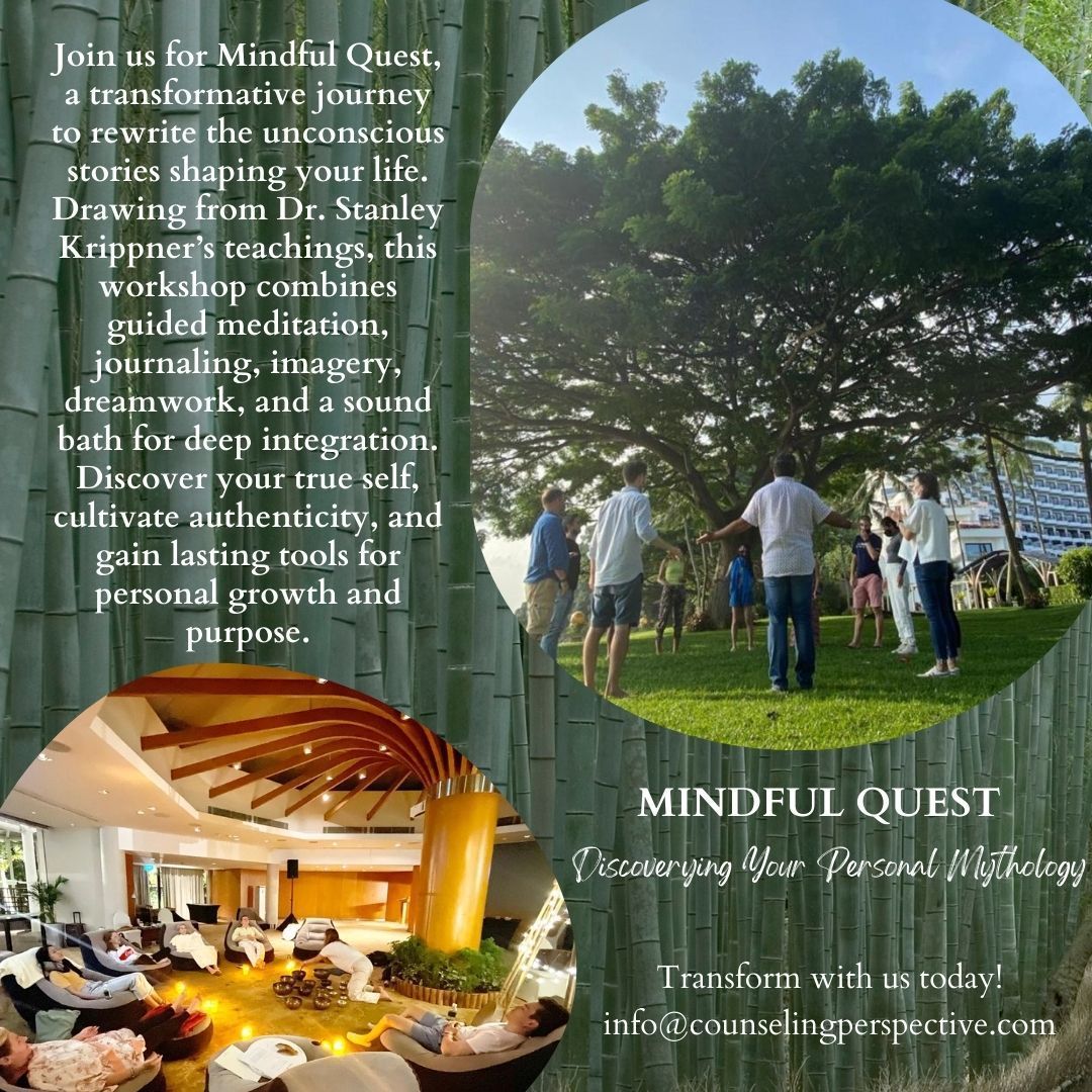 A man and a woman are on a poster for mindful quest