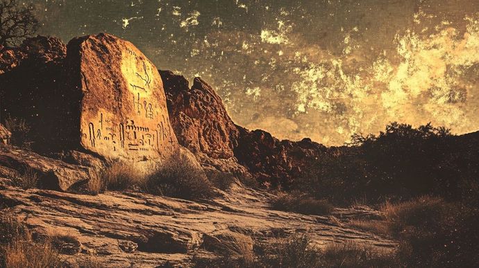 Arizona desert, rocks with petroglyphs