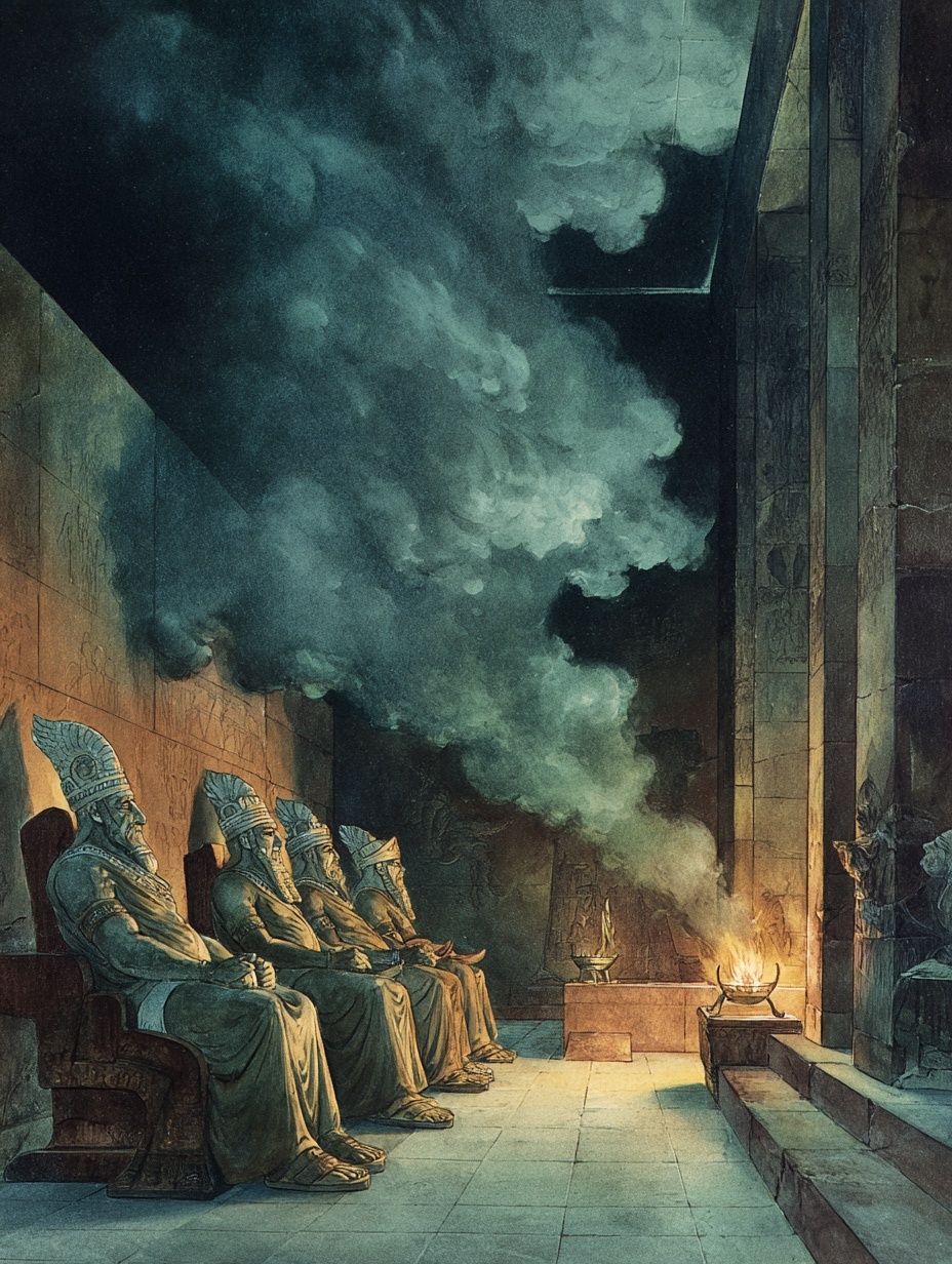 ancient gods, smoking altar