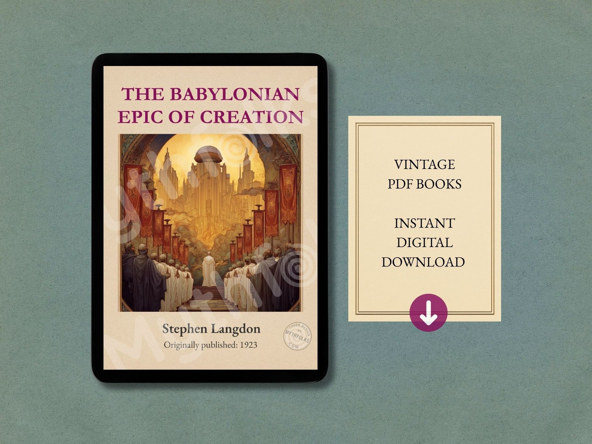 vintage style image showing old book on a tablet