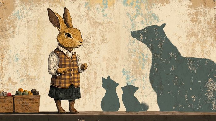 rabbit checked waistcoat, animal silhouettes