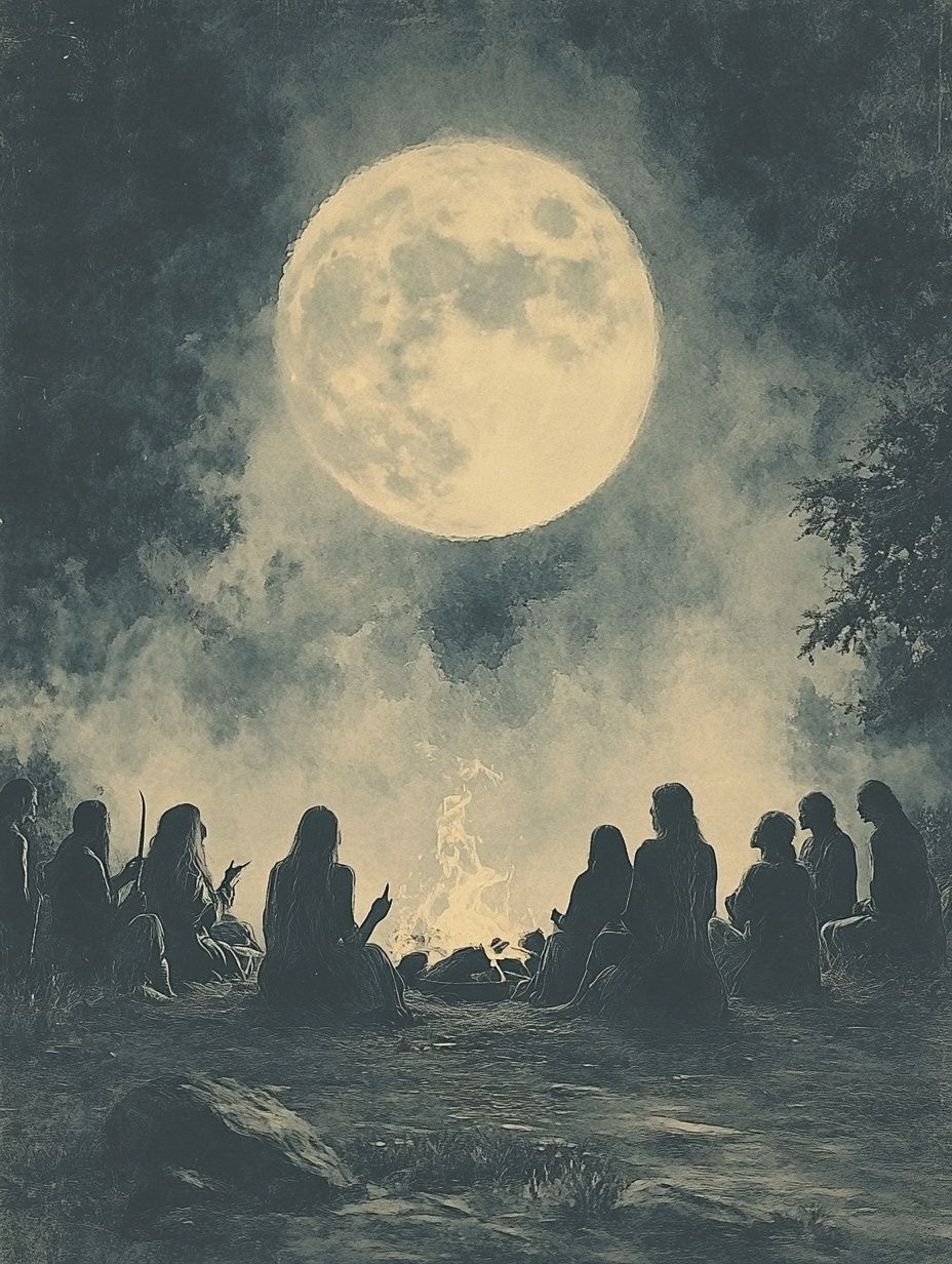 Wiccans perform an estate under a full moon