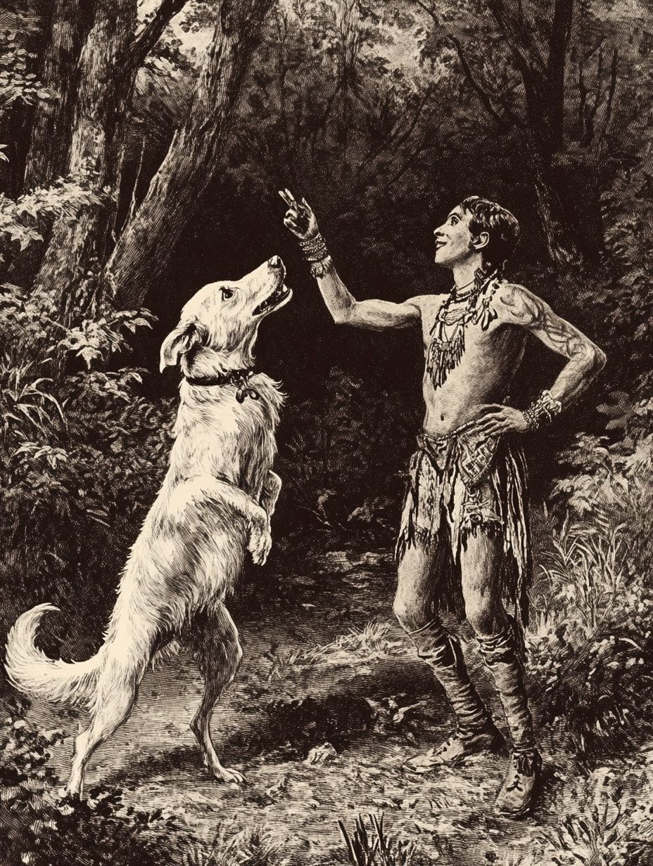 dog dancing with young hunter