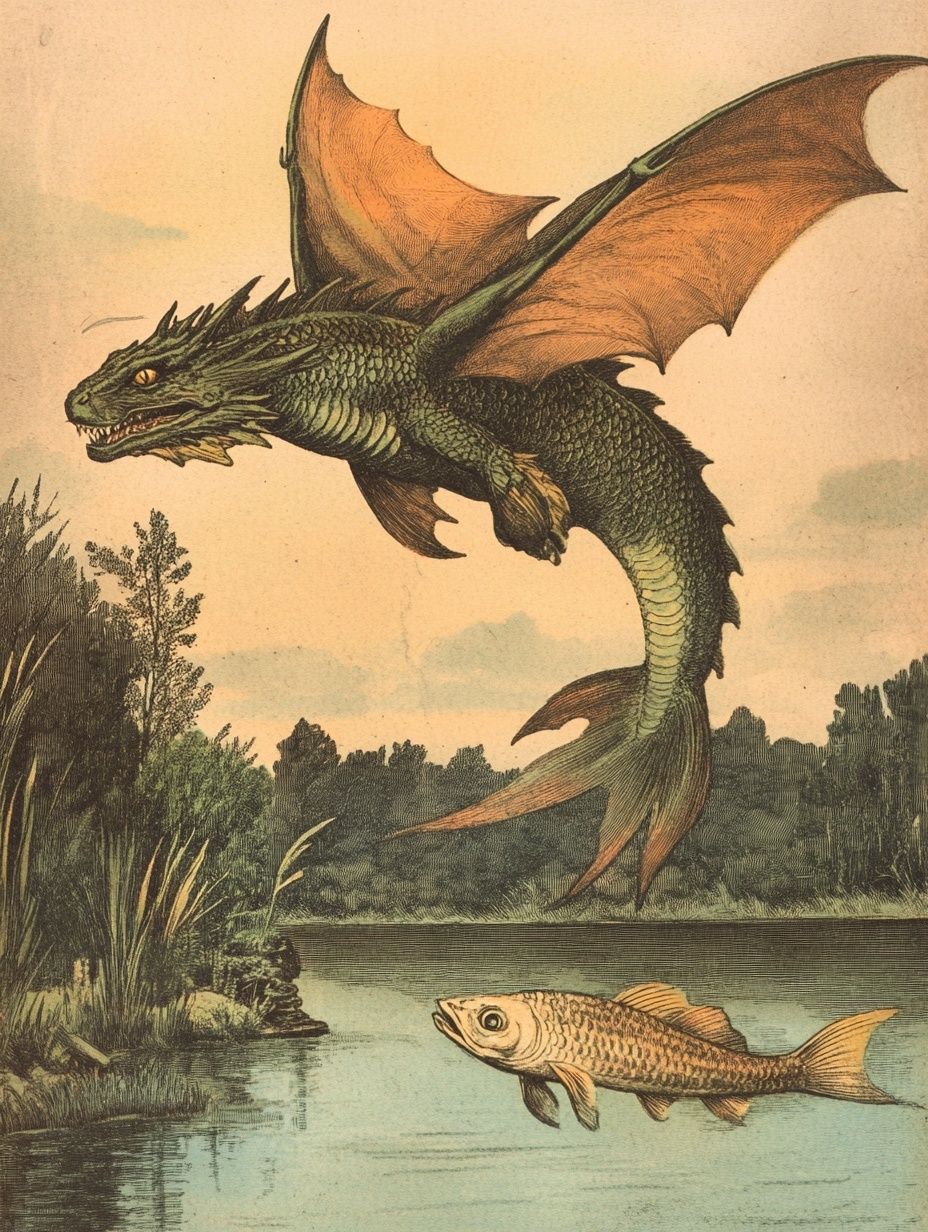 flying dragon fish in river