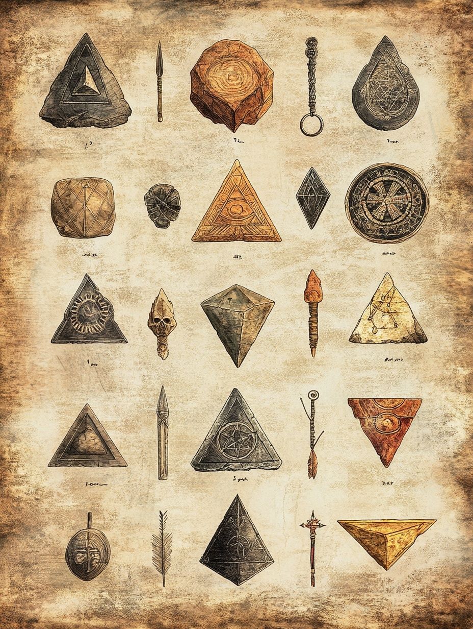 vintage paper with illustrations of early talismans