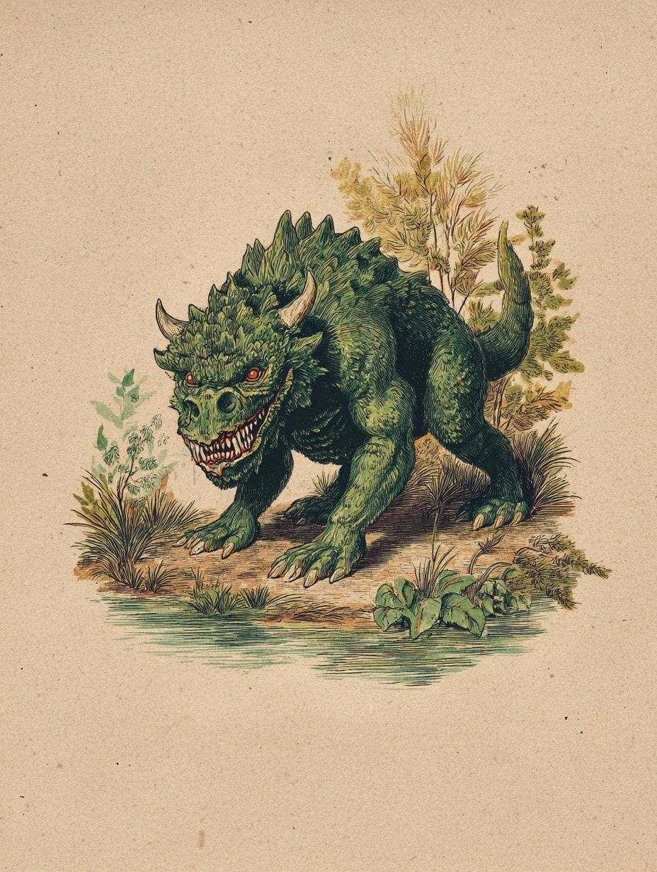 hodag, green spiky creature