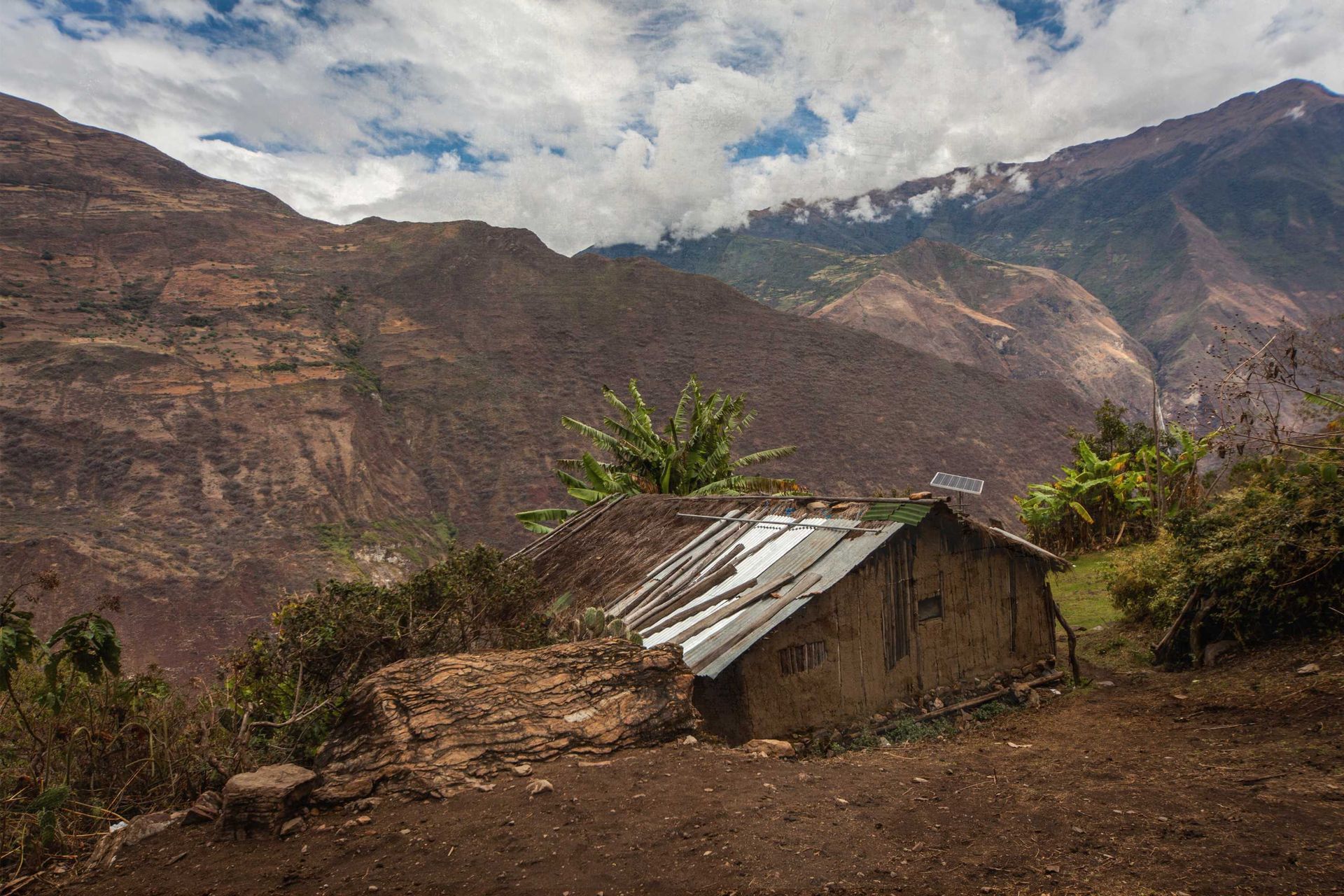 old hut, dry mountain earth