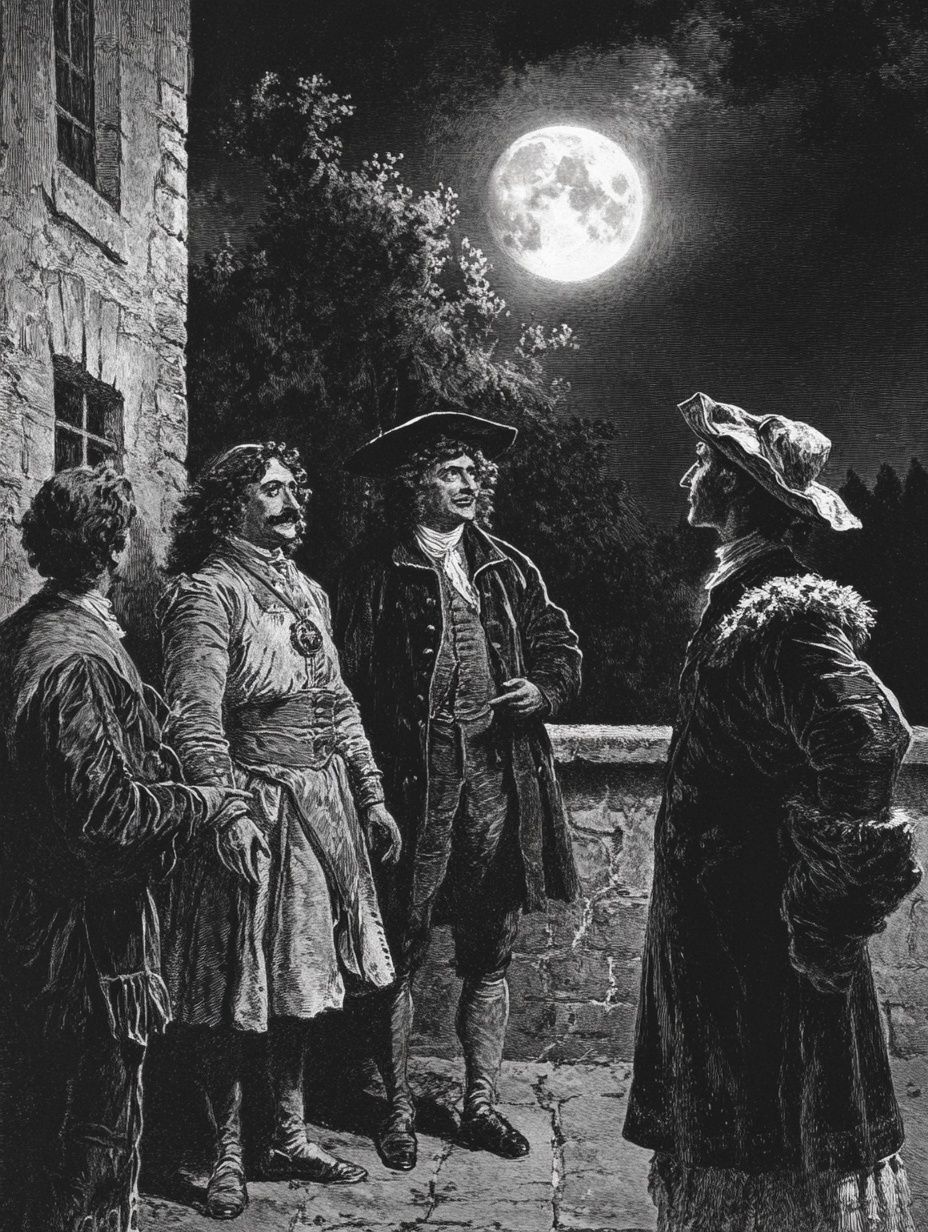 King Louis VXIII discusses the rust moon with his astronomers
